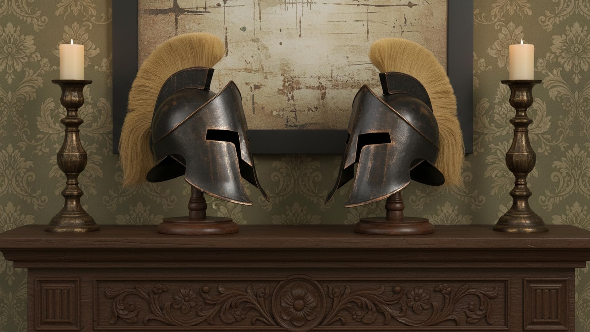 Nautical Replica Hub Griechischer Spartaner-Helm, schwarzes Finish mit gelber Feder für LARP, Cosplay, Renaissance-Messen, Halloween und historische Nachstellungen