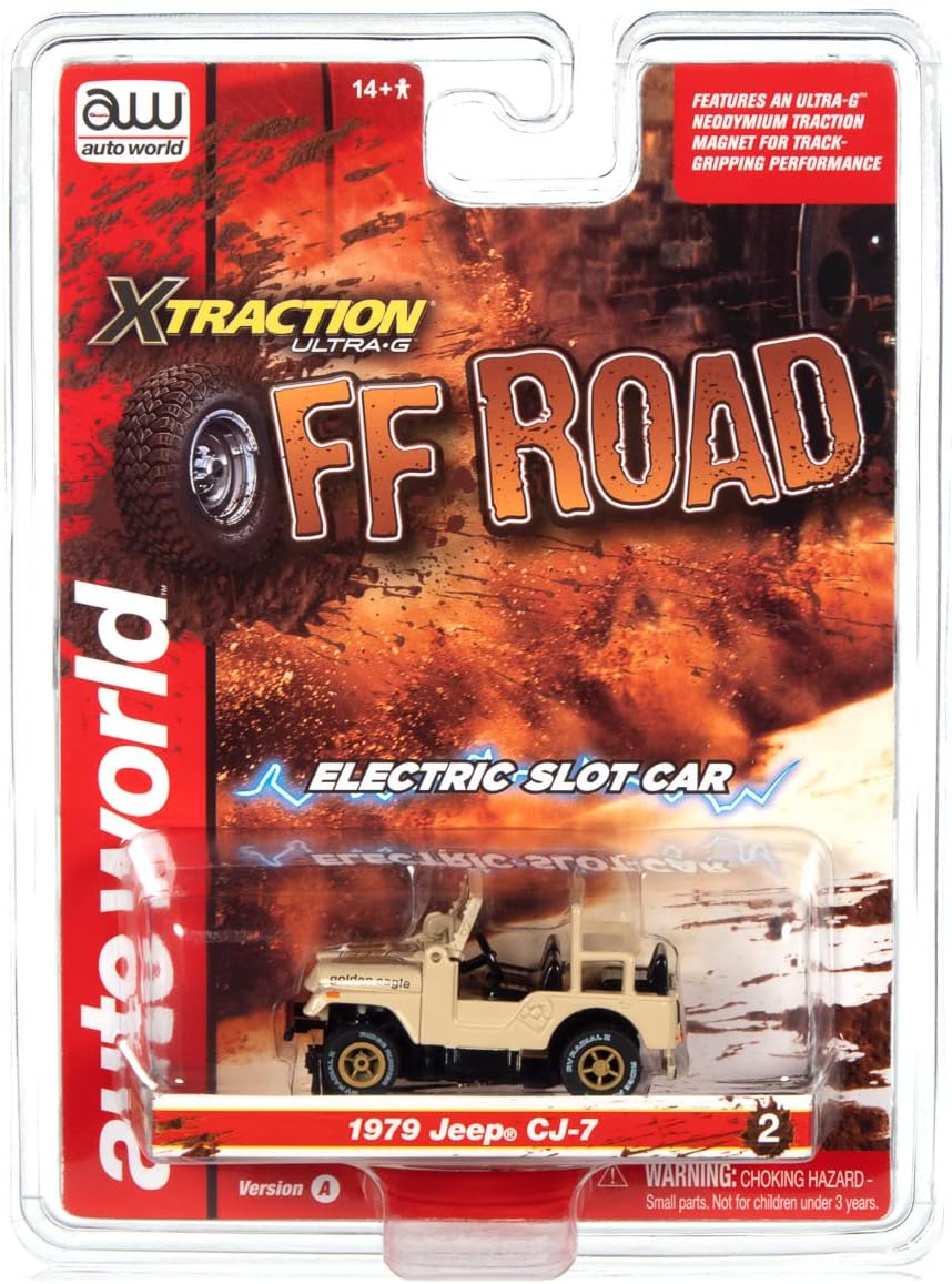 Auto World Xtraction Off Road 1979 Jeep CJ-7 (Tan) HO Scale Slot Car
