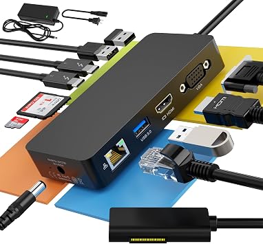 Surface Pro Docking Station Dual Monitor 4K@60Hz HDMI+VGA, 11 in 1 Surface Dock 2 USB C Travel Surface Docking for MS Surface Pro 12/11/10/9/X/8/7/6/5/4/3,Surface Laptop 7-1, Surface Go/Book