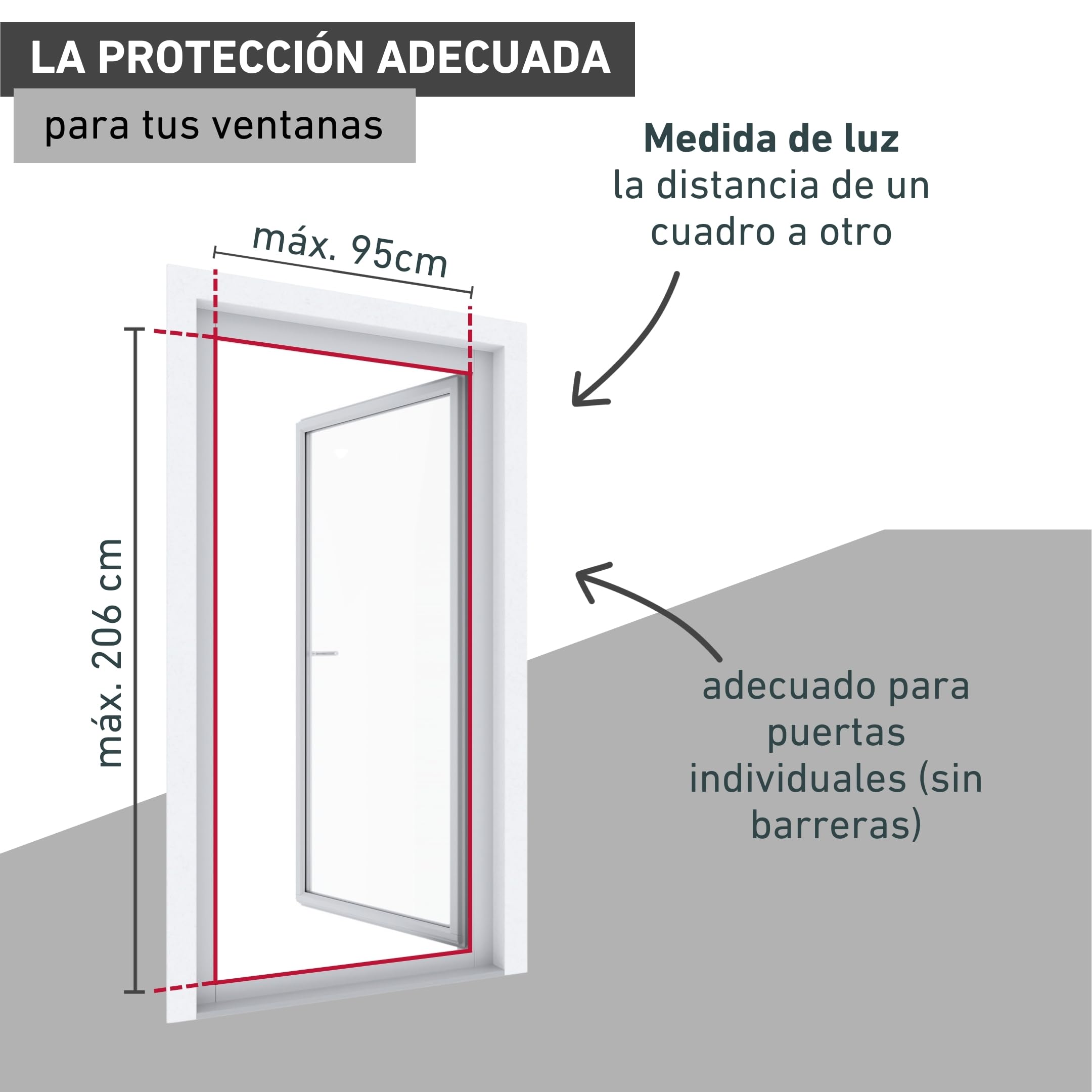 Windhager Mosquitera con marco de aluminio para puertas, 100 x 210 cm, antracita