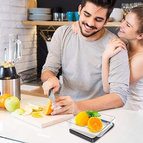 Miniatura 4 de Fuzion Báscula digital de cocina 105.82 oz 0.00 oz, báscula de bolsillo para alimentos de 6 unidades, escala de gramos con 2 bandejas, LCD, función