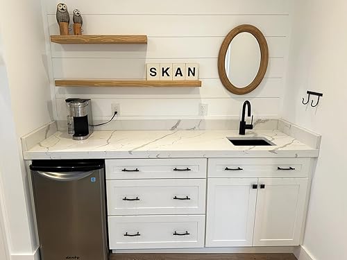 Vista 29 de joelsantiques - Estante rústico y contemporáneo con soportes, pino macizo, hecho a mano en Estados Unidos, 2 pulgadas de grosor x 8 pulgadas de Gris