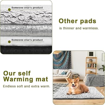 Self Heating Cat Bed Heated Cat Blanket Washable Warming Pet Pad Electric-Free Heat Bed Puppy Cushion Mat Reversible 70x50 cm