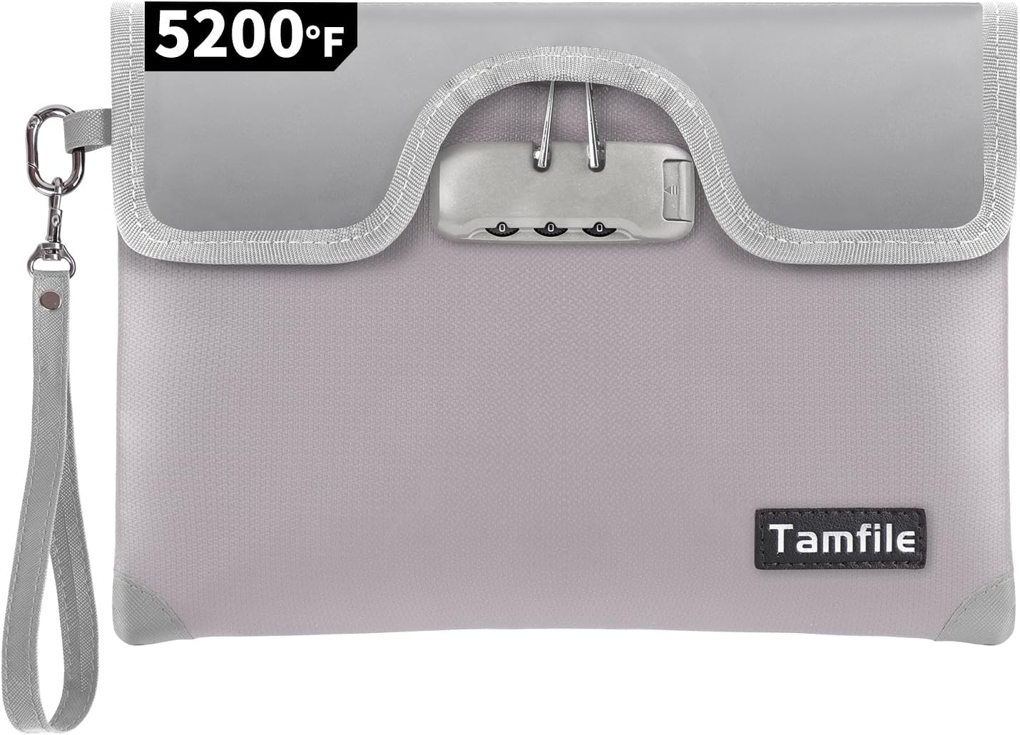 5200°F Fireproof Money Bag with Lock, Water Fireproof Document Bag with Zipper, 8 Layers Fire Insulation, Small Fireproof Safe Storage Pouch with Lock for Cash, Passport, (8.3" x 11", Silver)