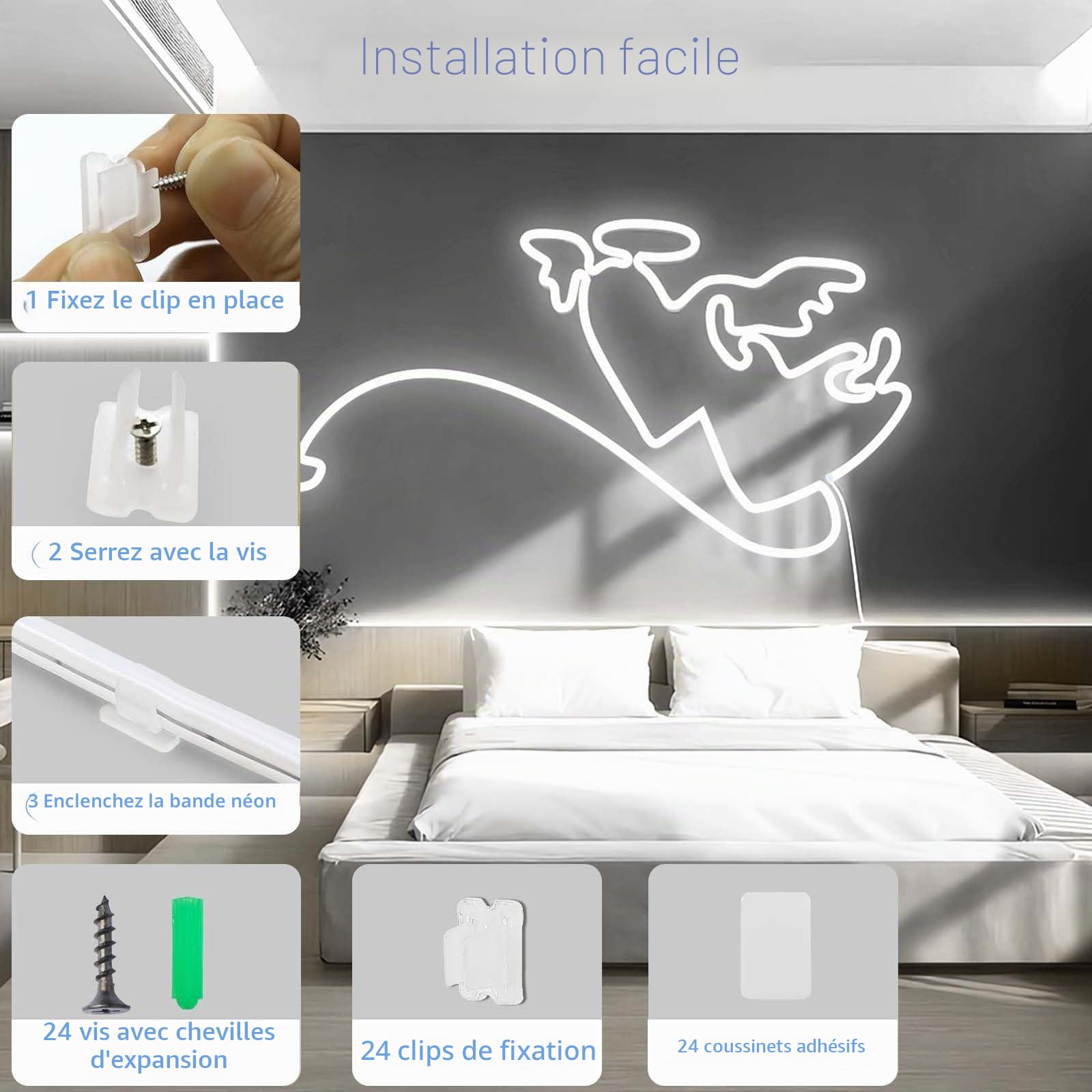 Ruban LED Néon 10M Dimmable 1200 LEDs Blanc Froid 6500K 24V | Bande Néon LED IP65 Étanche Silicone Flexible pour Cuisine Chambre Jardin Décoration Intérieure et Extérieure
