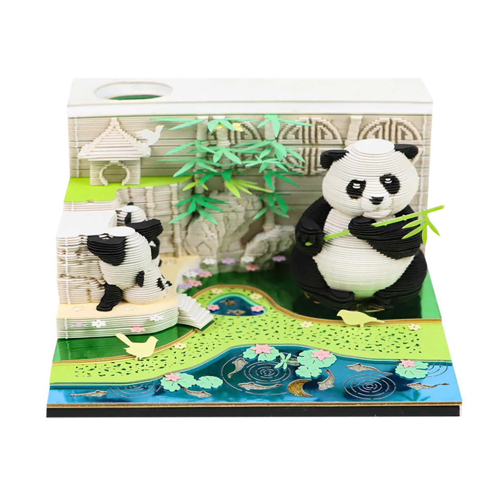 Calendario de escritorio 2025, calendario de papel 3D, páginas diarias, blocs de notas 2025, calendario de panda 3D