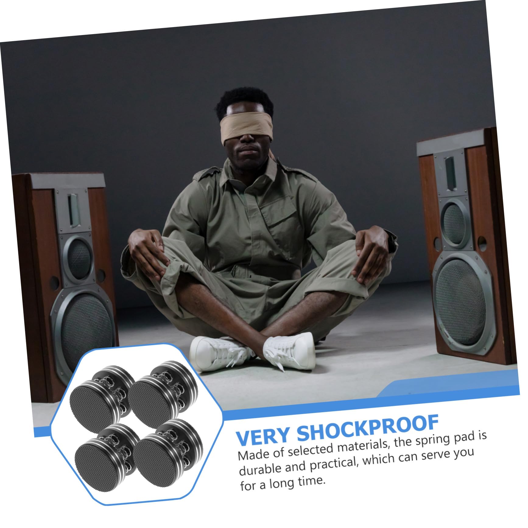 Veemoon 4pezzi Piedini Isolanti per Altoparlanti in Acciaio Inossidabile Anello in Silicone Antiscivolo Cuscinetto Isolante Molla per Subwoofer e Supporto per Giradischi Riduce Efficacemen