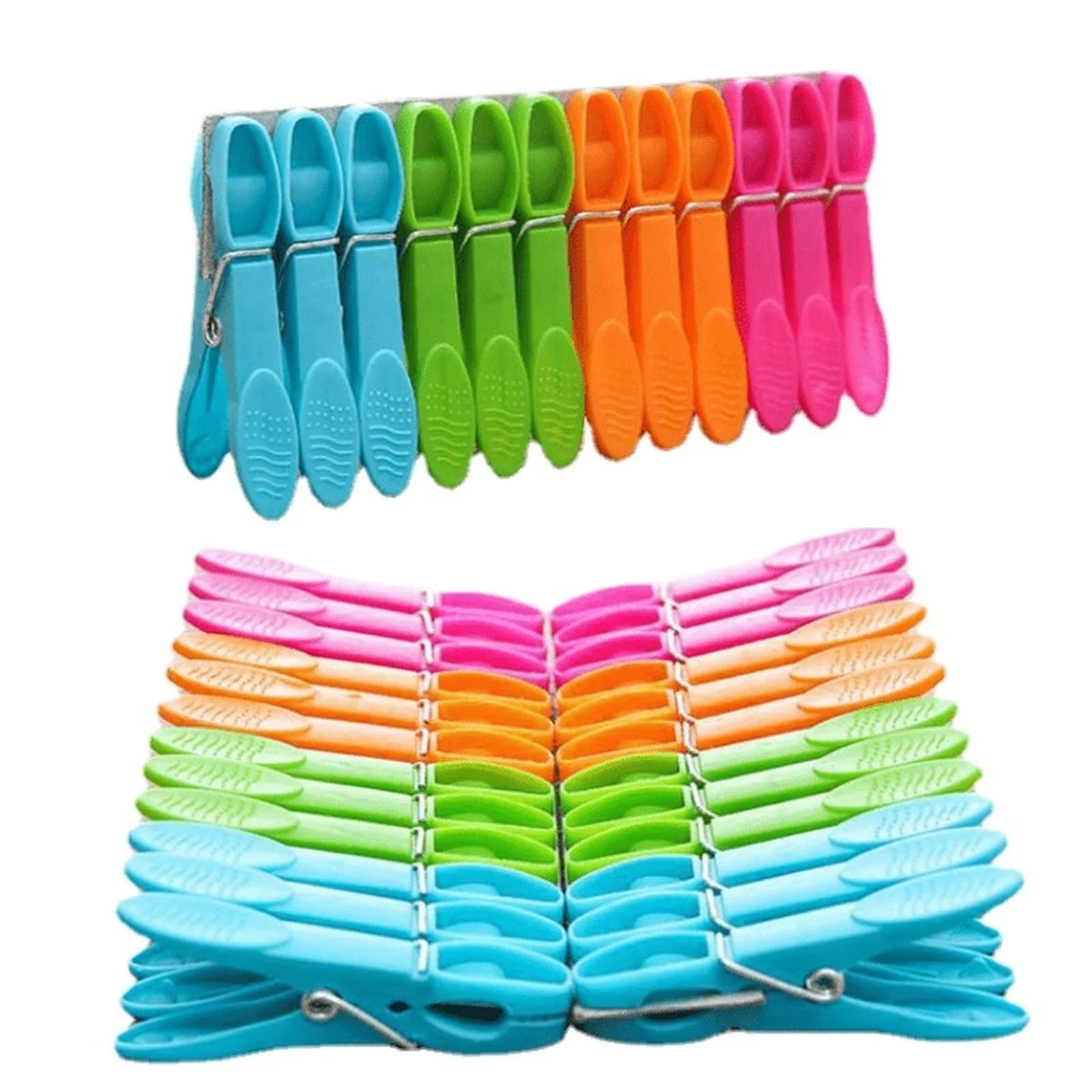 Plastic Clothes Pegs 24pcs Colorful Plastic Clothespins, Laundry Clothes Pins Clips With Springs, Air-Drying Clothing Pin(24pcs)