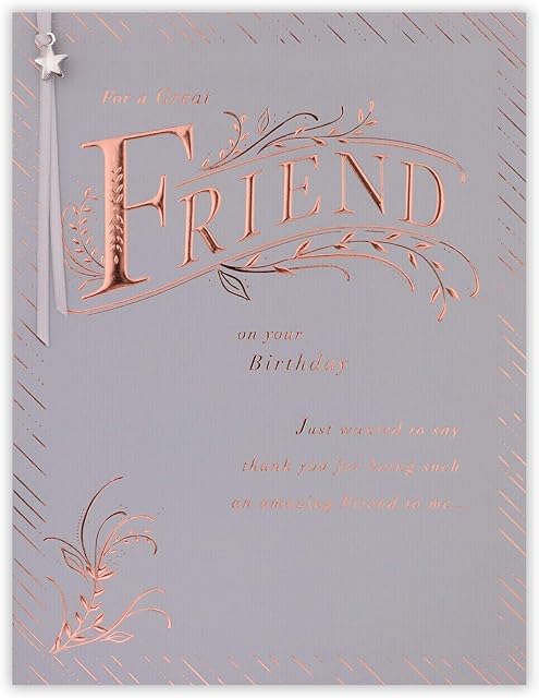 Clintons: Gold Text on Grey Birthday Card for Her, Friend Birthday Card, Open Birthday Card, Birthday Card for Ladies, Special Friend Birthday Card, 149x195mm 1163909 multi