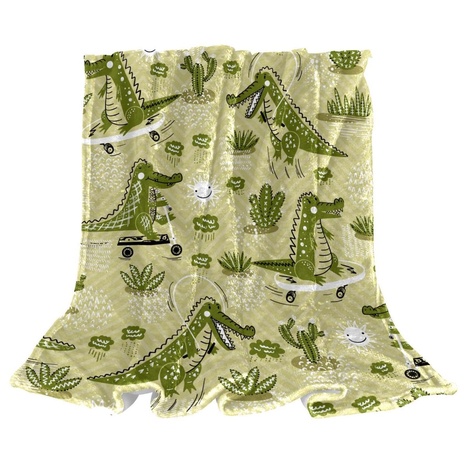 Couverture polaire crocodile chaude et douce, grand plaid pour salon