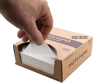 [24000 PACK] Dry Wax Burger Patty Liner Paper 5.5 x 5.5 Inches - Square Patty Papers, Hamburger Patty Papers, Cookies and more!