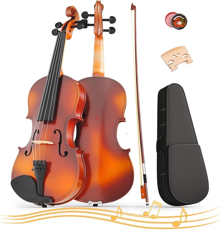 1/4 Violin for Kids Age 5-7, Violin 1/4 Size for Beginner, Student, Acoustic Violins with Case, Bow, Bridge, and Rosin (Natural)