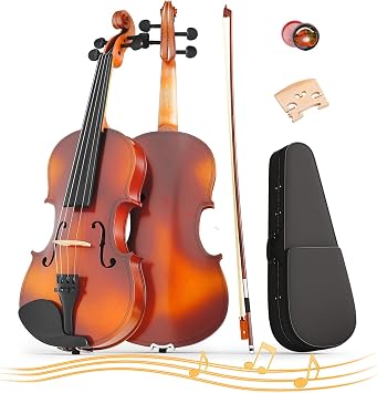 1/4 Violin for Kids Age 5-7, Violin 1/4 Size for Beginner, Student, Acoustic Violins with Case, Bow, Bridge, and Rosin Natural