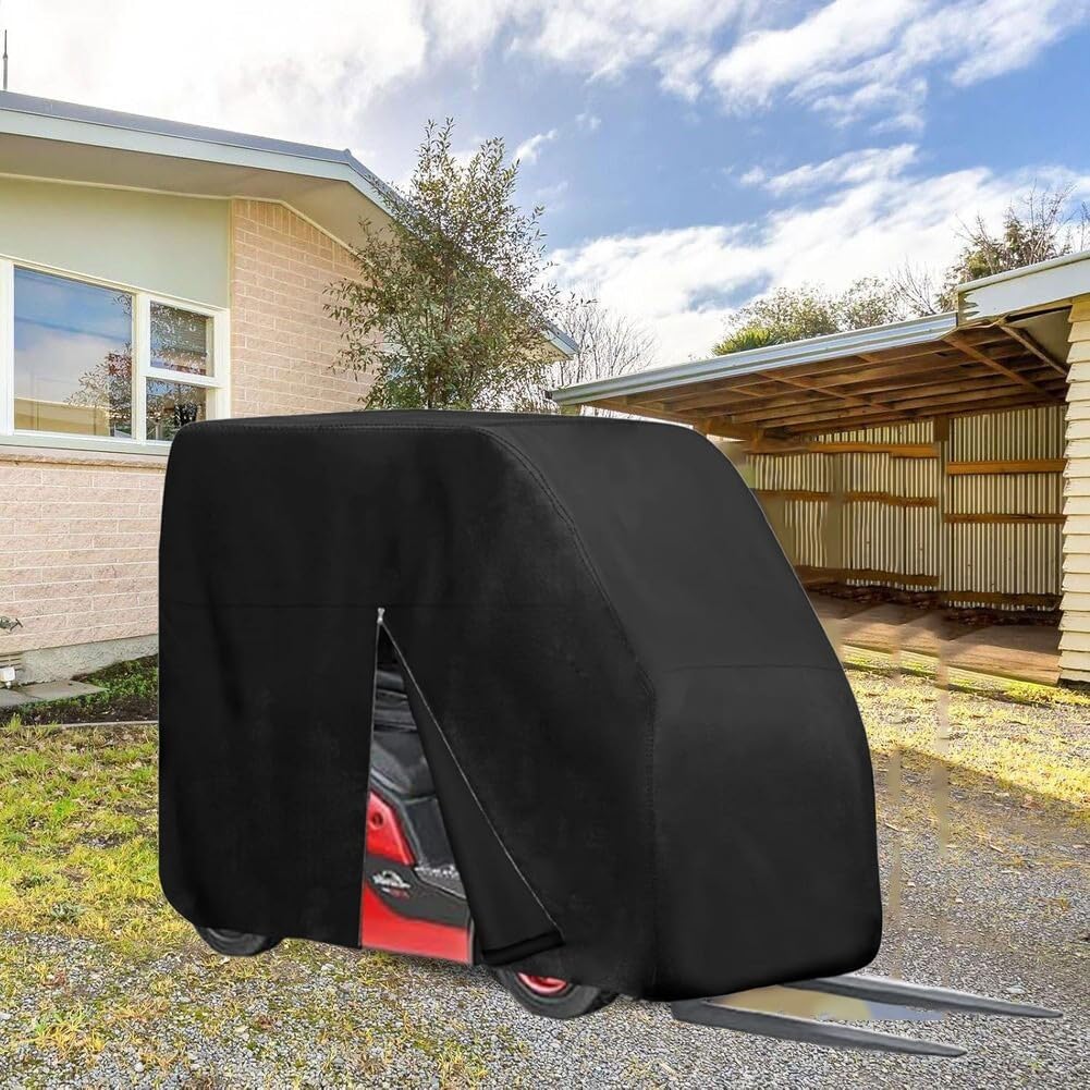 210D Oxford Gabelstaplerabdeckung, wasserdicht, staubdicht und kratzfest, Schutzunterstand, robuste Outdoor-Aufbewahrung für die meisten Gabelstapler, 254 x 114 x 203 cm, Schwarz