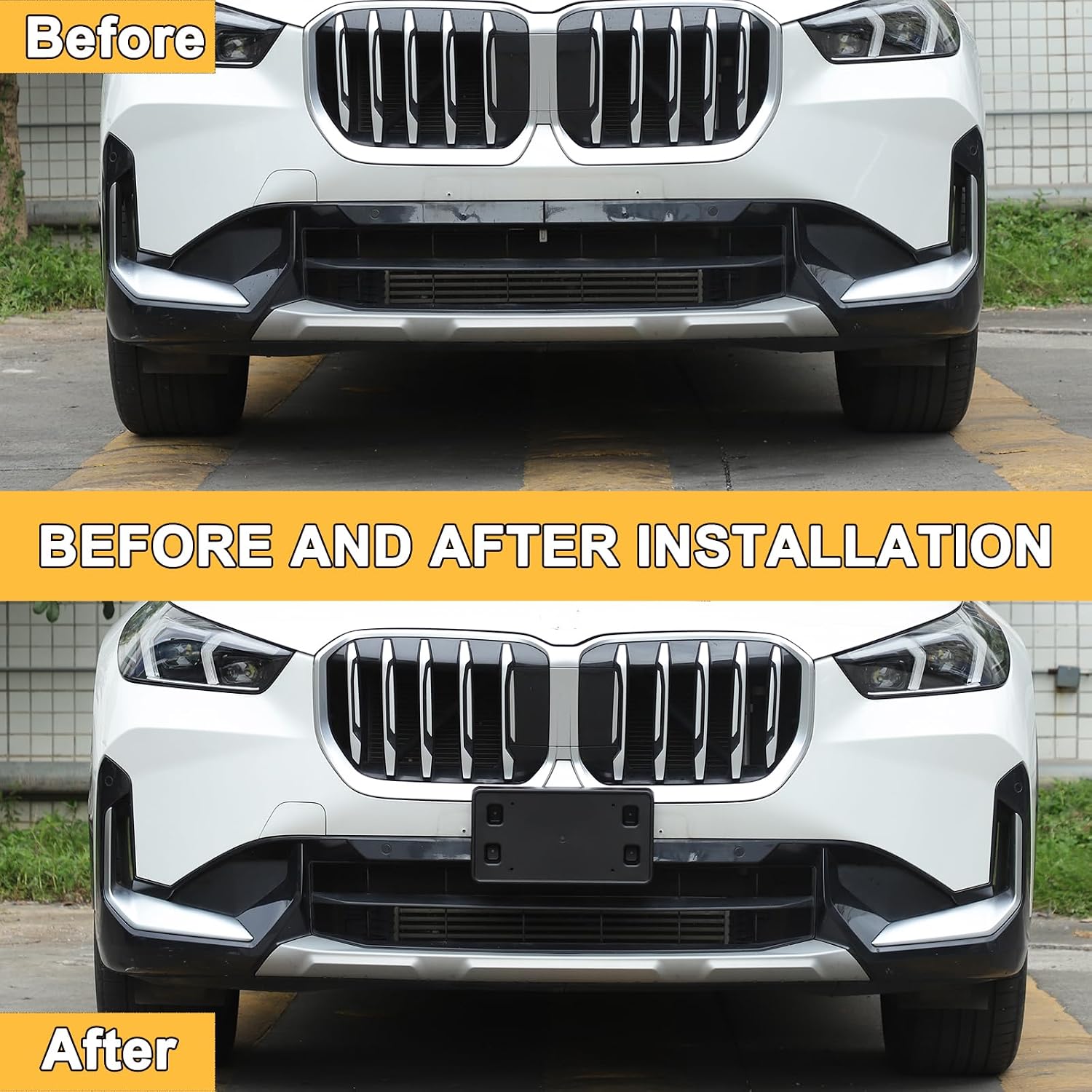 license plate frame bracket compatible with bmw x1 u11 2023 2024 2025,abs tag frame front bumper license plate holder mount adapter relocation kit accessories 1pcs (black)