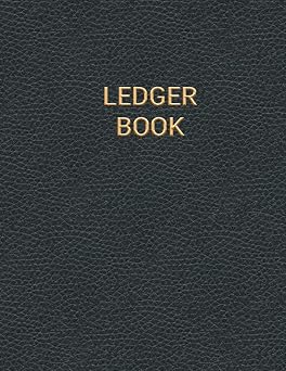 Ledger Book Black Leather Pattern Paperback Accounting Ledger for Bookkeeping , Tracker logbook 120 Pages Size 8.5"x11"