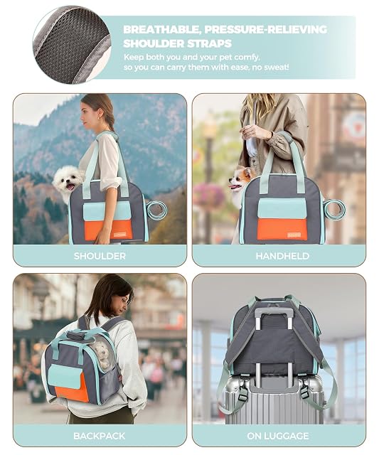 Foto 5 de 7 de Mochila transportadora de mascotas expandible con malla transpirable para gatos, perros pequeños