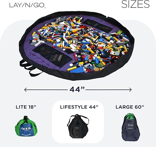 Miniatura 5 de Lay-n-Go Organizador portátil 2 en 1 de almacenamiento de juguetes con cordón y tapete de juego para habitación y viajes, hecho para niños y niños