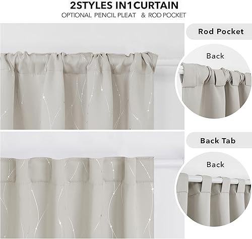 Miniatura 5 de Deconovo - Cortinas y paneles beige para sala de estar, cortinas de 84 pulgadas de largo, cortinas de oscurecimiento de habitación con estampado de