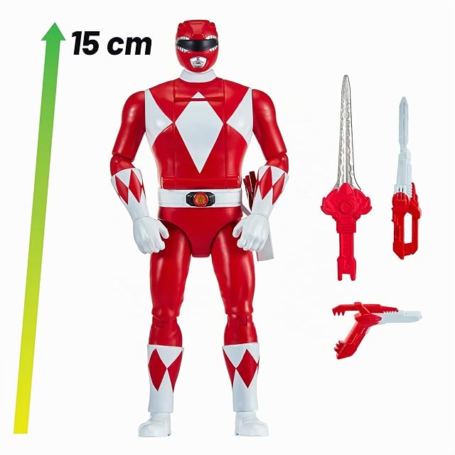 Foto 6 de 8 de Power Rangers, Figura articulada, 15 cm, Ranger Rojo, 4+, PWG072