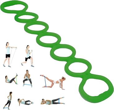 7 Ring Adjustable Loop Resistance Bands for Working Out Walk at Home,Workout Bands Exercise Stretch Band for Women&Men Fitness, Yoga, Pilates-Non-Slip, Durable Rubber, Home/Gym Use Green