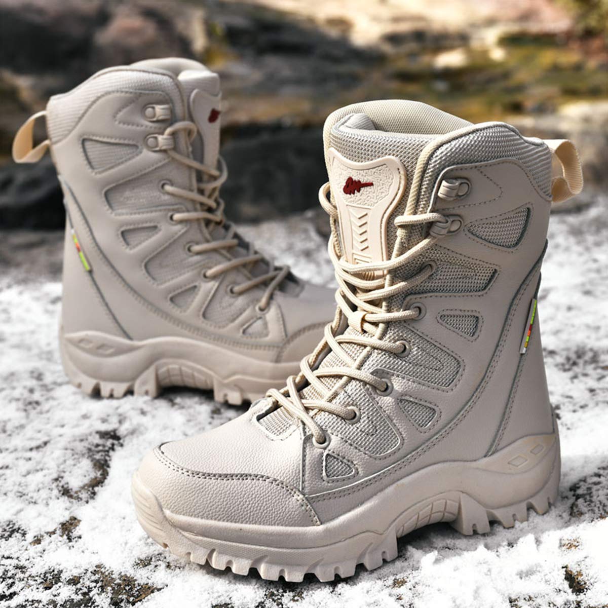 Generico Stivali da Trekking Stringati Tattici Impermeabili Caldi Unisex Scarponi Militari Stivali da Deserto Scarpe Escursionismo a Metà Polpaccio da Esterno