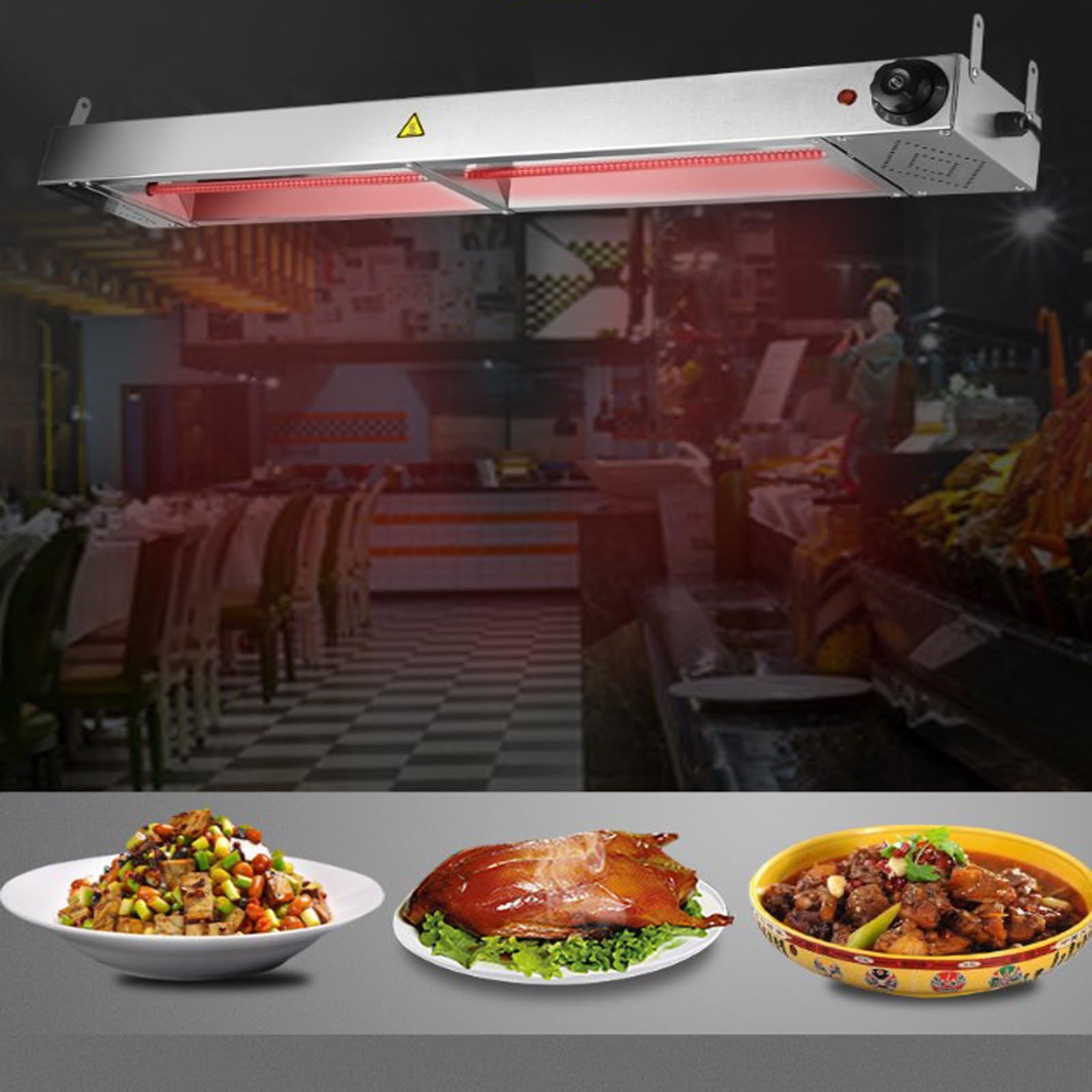 Lampada Riscaldante a Infrarossi,Sospeso Lampada Riscaldante per Alimenti,Lampade Scaldavivande per Mantiene i Piatti Caldi,Temperatura Regolabile,Quartztube-920W