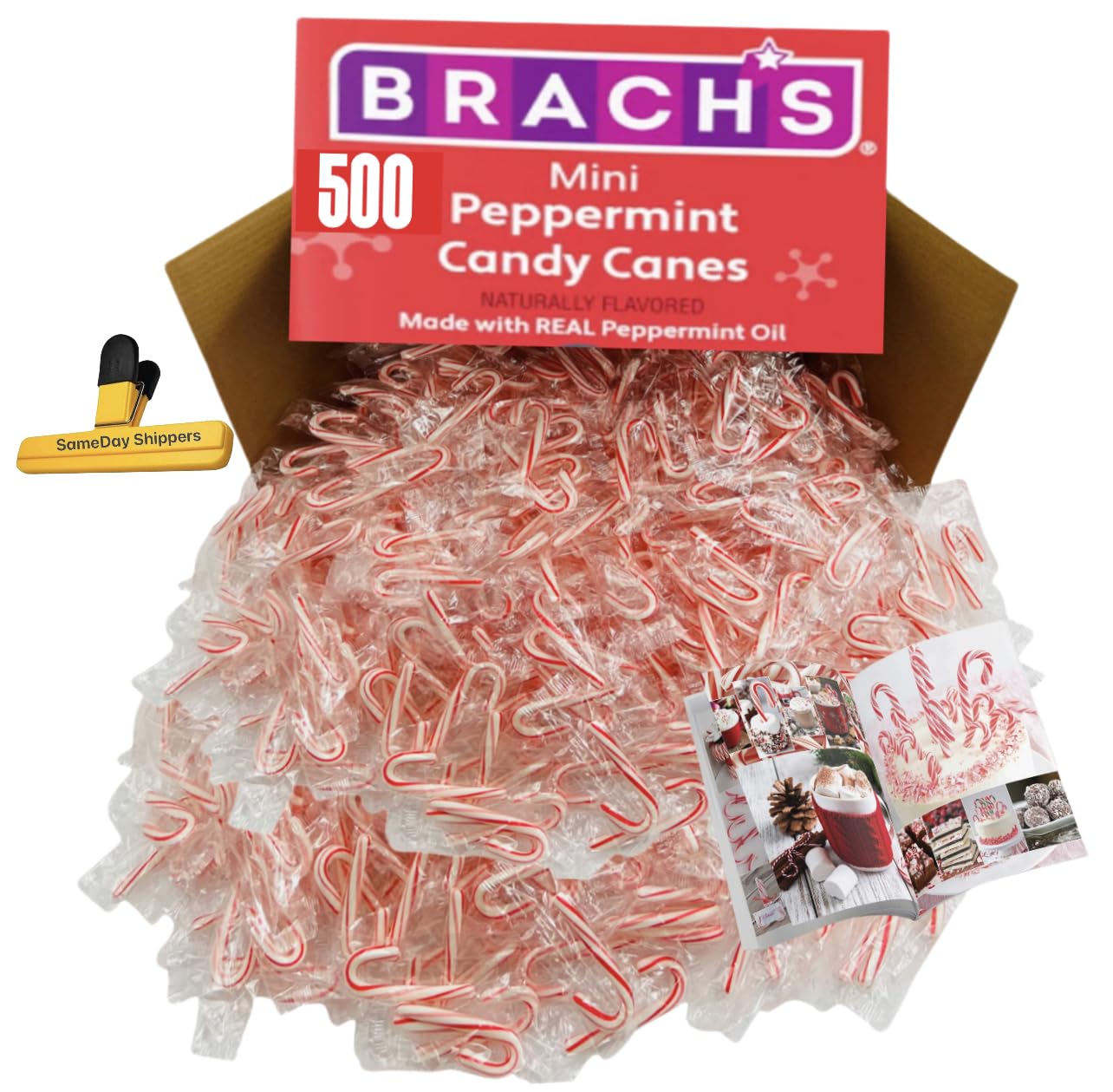 MINI CANDY CANES (500 CT) | Mini Candy Canes Red & White Made WITH REAL PEPPERMINT | Holiday Candy for Christmas, Santa Parade, ThanksGiving, Holidays and More | Free Creative Idea Booklet