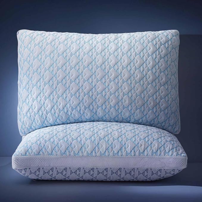 Shredded Memory Foam Cooling Soft Bamboo Viscose Pillows Queen Size Set of 2, Adjustable Hypoallergenic Hotel Quality Bed Pillows for Back, Stomach and Side Sleeper, Oeko-TEX Certified