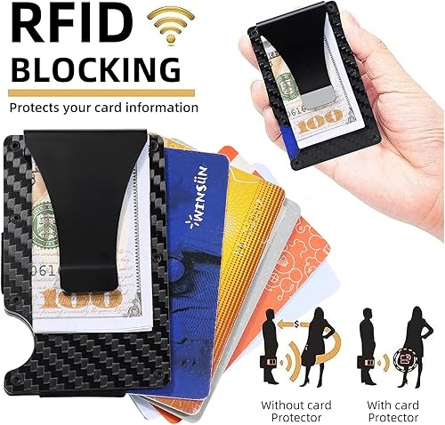 Miniatura 7 de Comkey Billeteras minimalistas para hombre - Walle de fibra de carbono - Cartera RFID para hombre, Fibra de carbono, Minimalista
