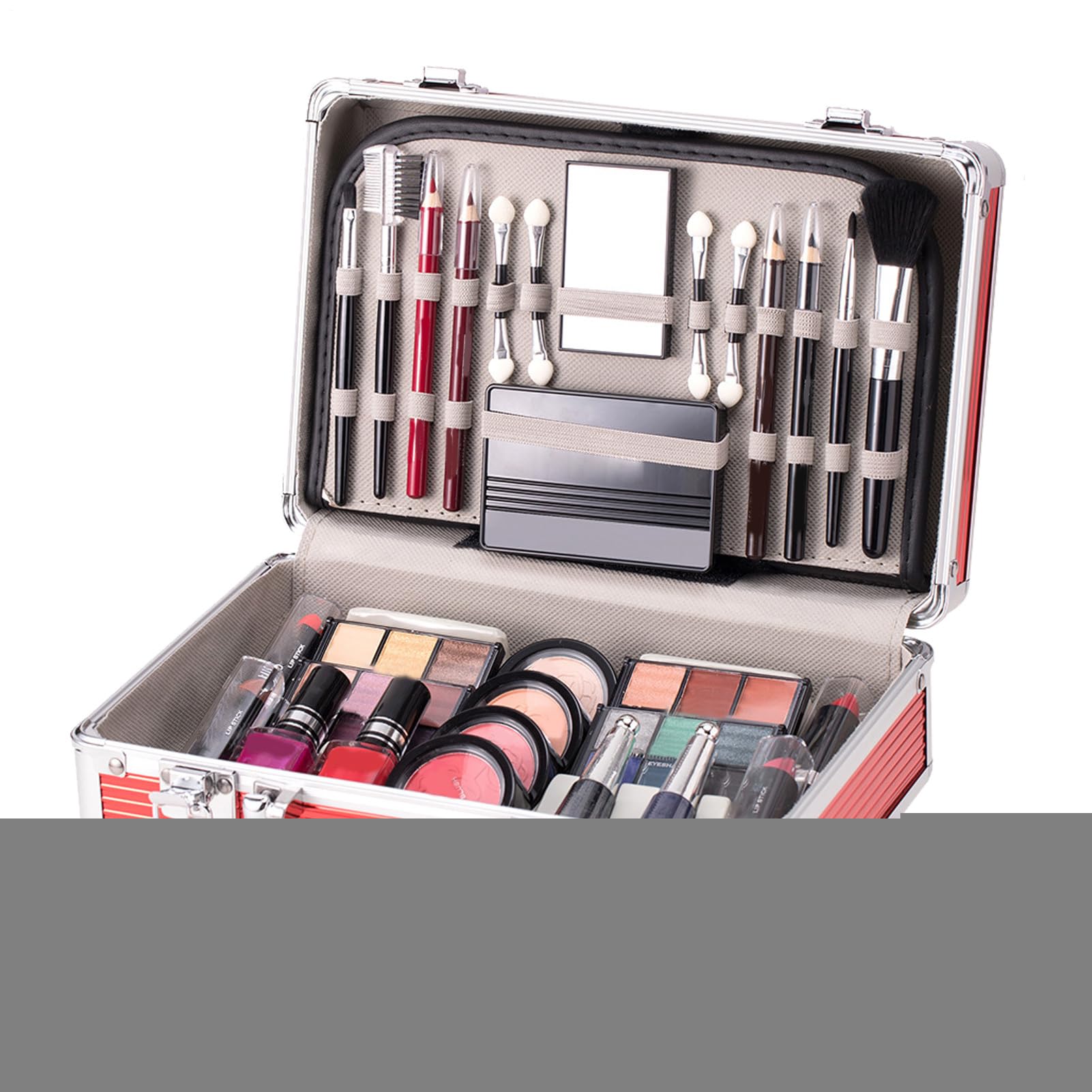 Set trucco per principianti, kit trucco per adolescenti | Kit per principianti con custodia,Ombretto, fard, per sopracciglia, rossetto, smalto, pennello per sopracciglia con custodia