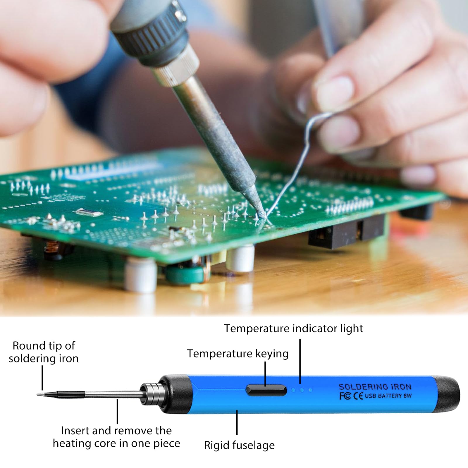 Kit Fer à Souder Sans Fil - Rechargeable Par USB - Fer à Souder Portable 8W - Kit De