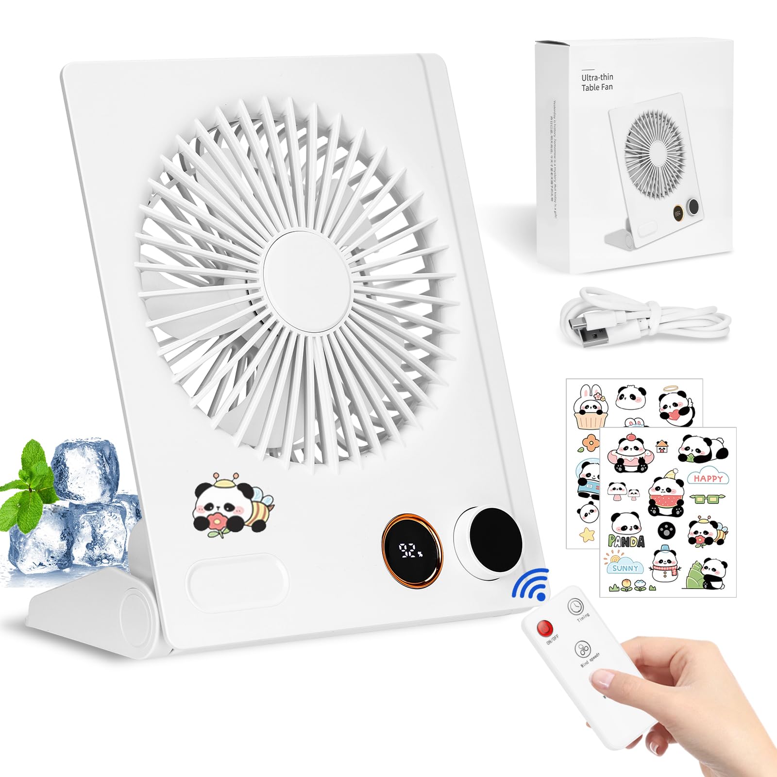 Ventilateur De Bureau USB Rechargeable 4000mAh - Inclinaison 180°, Télécommande, écran, Silencieux, Portable - 11