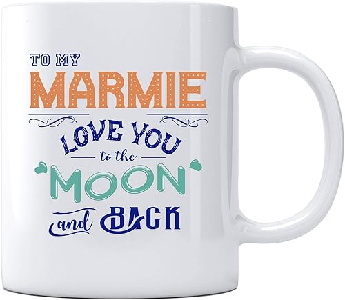 Tazas de café con texto en inglés "To My Marmie Love You To The Moon And Back", regalos para el día de la madre, regalos para mamá, tazas novedosas,