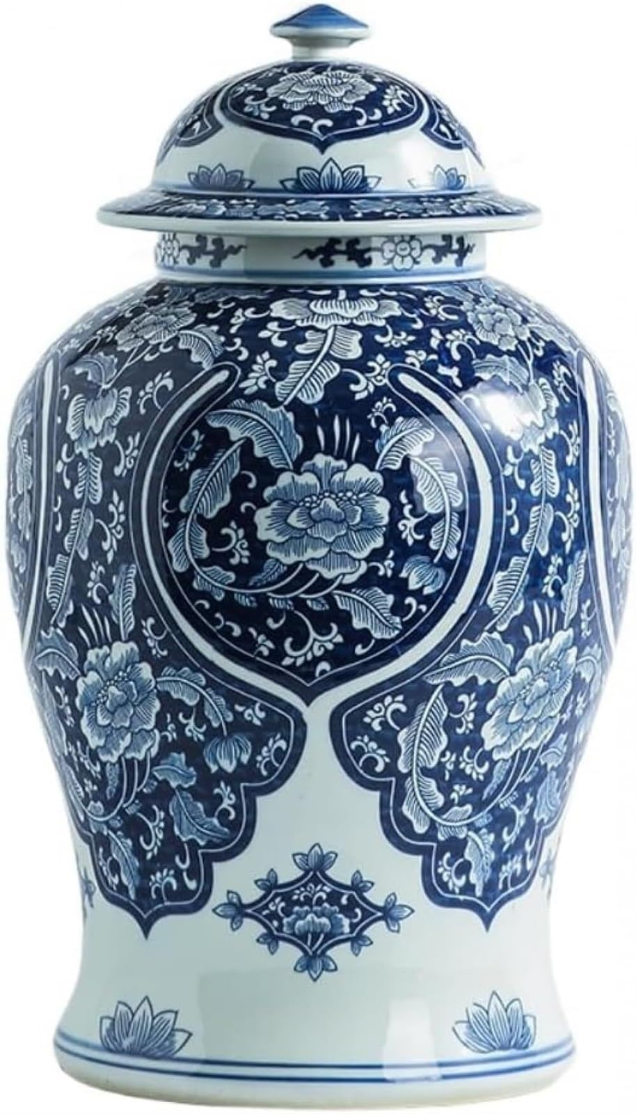 GFJHdfhE Chinese Style Decorative Jar Modern Traditional Temple Ginger Jar Vase Blue And White Ceramic Flower Vases Decorative Flower Display