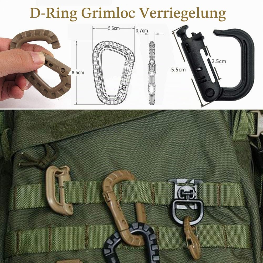 48PC Tactical Gear Clip Set Molle Gurtaufsätze für Tactical Backpack