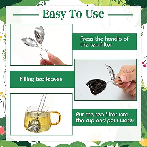 Miniatura 3 de Roshtia Infusor de té de corazón para difusores de té de hojas sueltas, filtros de acero inoxidable, cuchara para regalos de fiesta en el hogar