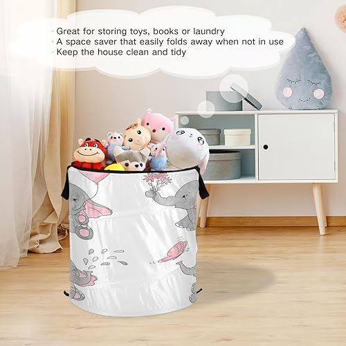 Miniatura 6 de zipper extra large collapsable durable fabric storage baskets bins for baby Cute Cartoon Baby Elephants,botes para ropa sucia
