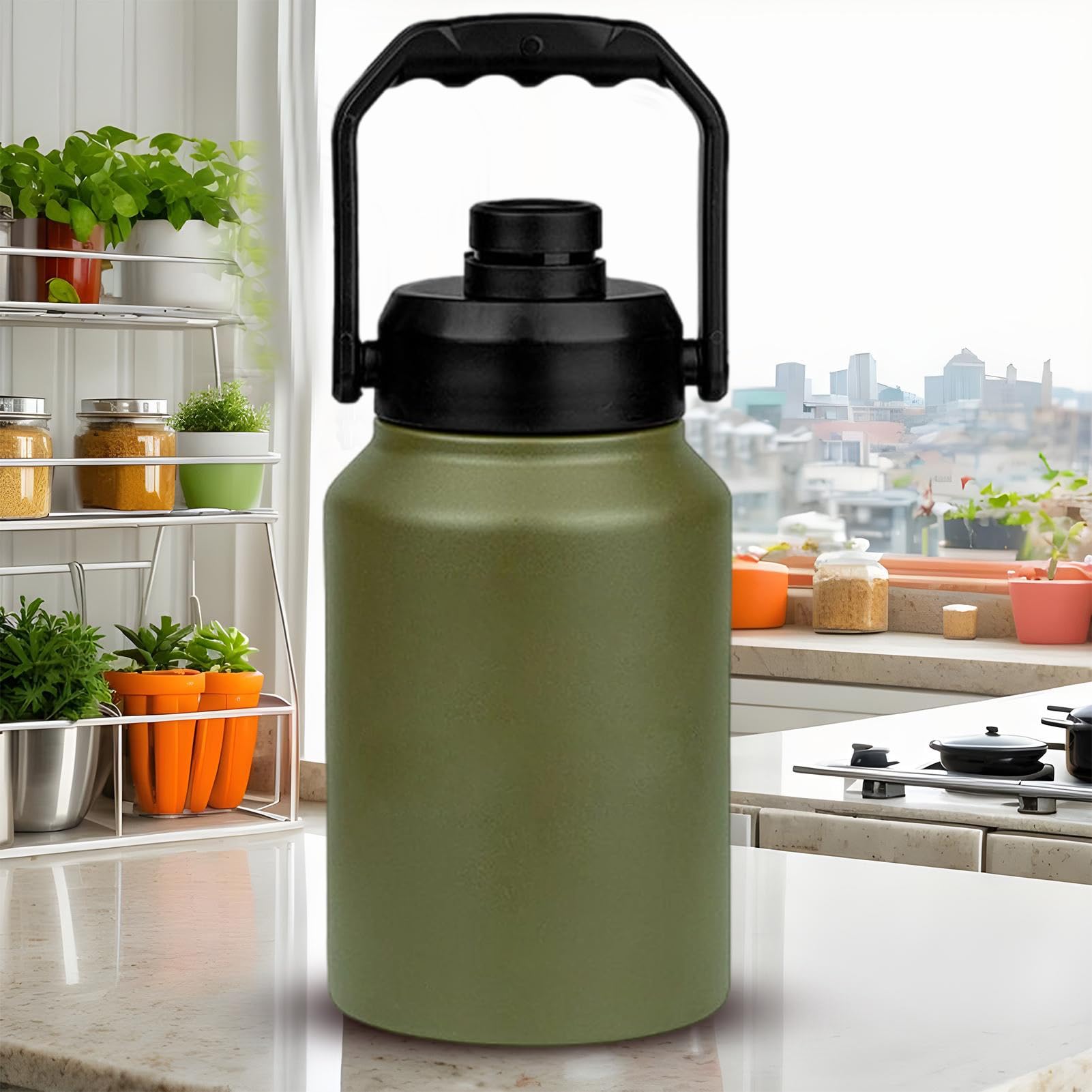 Cubo De Hielo Isotérmico Con Tapa Asa Portátil, Botella De Agua Incluida