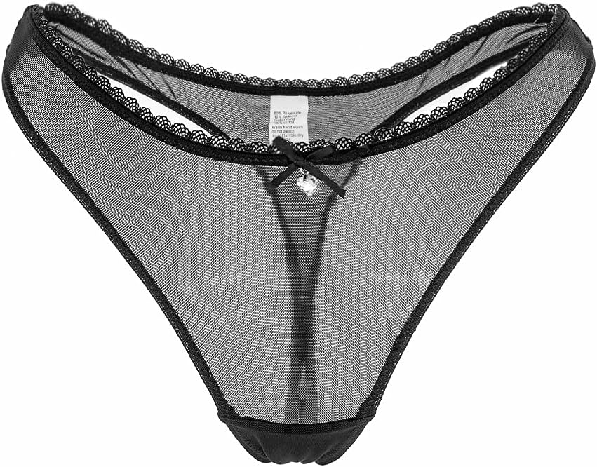Women See Through Mesh Bra and Thong Set Transparent Sexy Underwear - Image 4