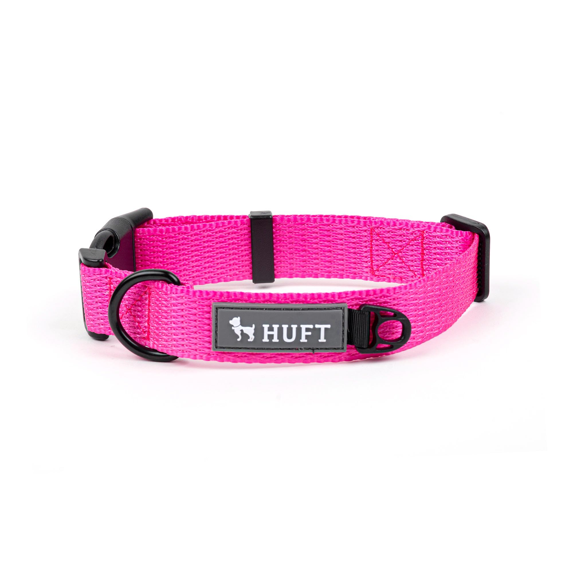 Heads Up For Tails HUFT Basics Adjustable Dog Collar-Pink (S)|Strong and Lightweight Collar for Small Dogs,Medium Dogs,and Puppies|Perfect Dog Belt & Puppy Collar for Daily Use,37x2 cm