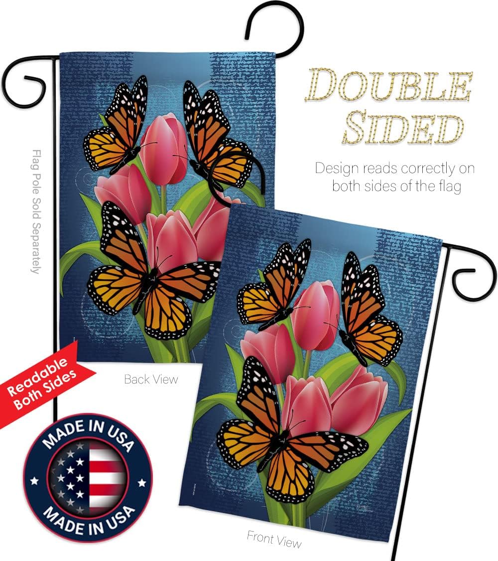 Breeze Decor BG-G-104078-IP Monarch Butterflies Decorative Vertical House Flag, 13"x 18.5", Multicolor