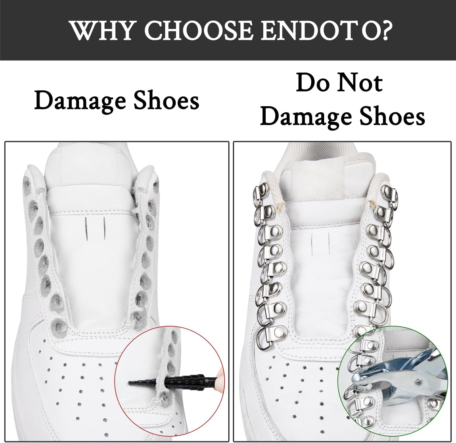 Endoto Rope Shoe Laces for Air Force 1, Thick Shoelaces with DIY Custom Accessories for AF Sneaker