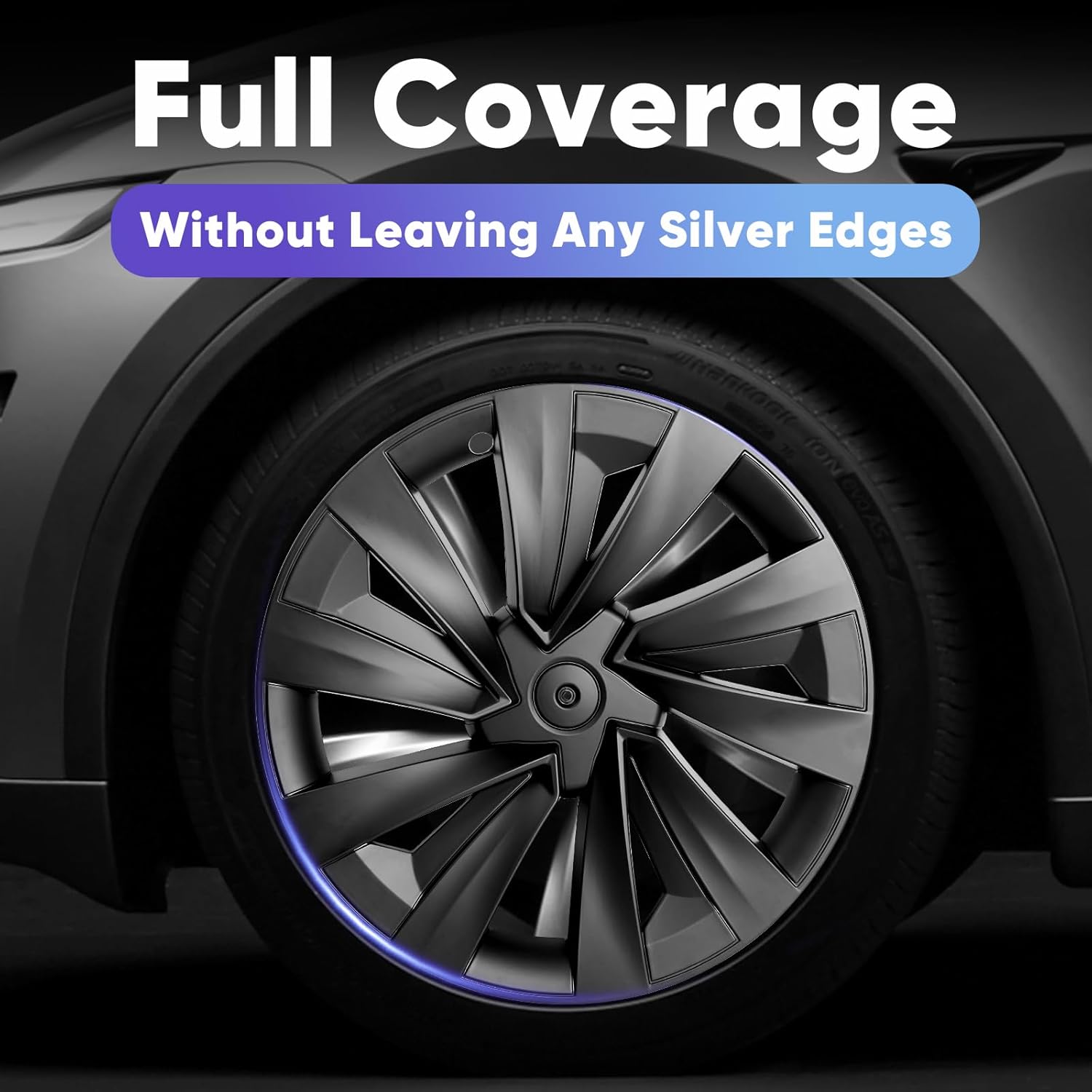 Wheel Covers Compatible with Tesla Model Y (Juniper) 2025–2026, 19-Inch Hubcaps – StarForge Nova Style, Matte Black, with Blank Center Caps, Easy Clip-On Installation, 4PCS(Refreshed Juniper Only)