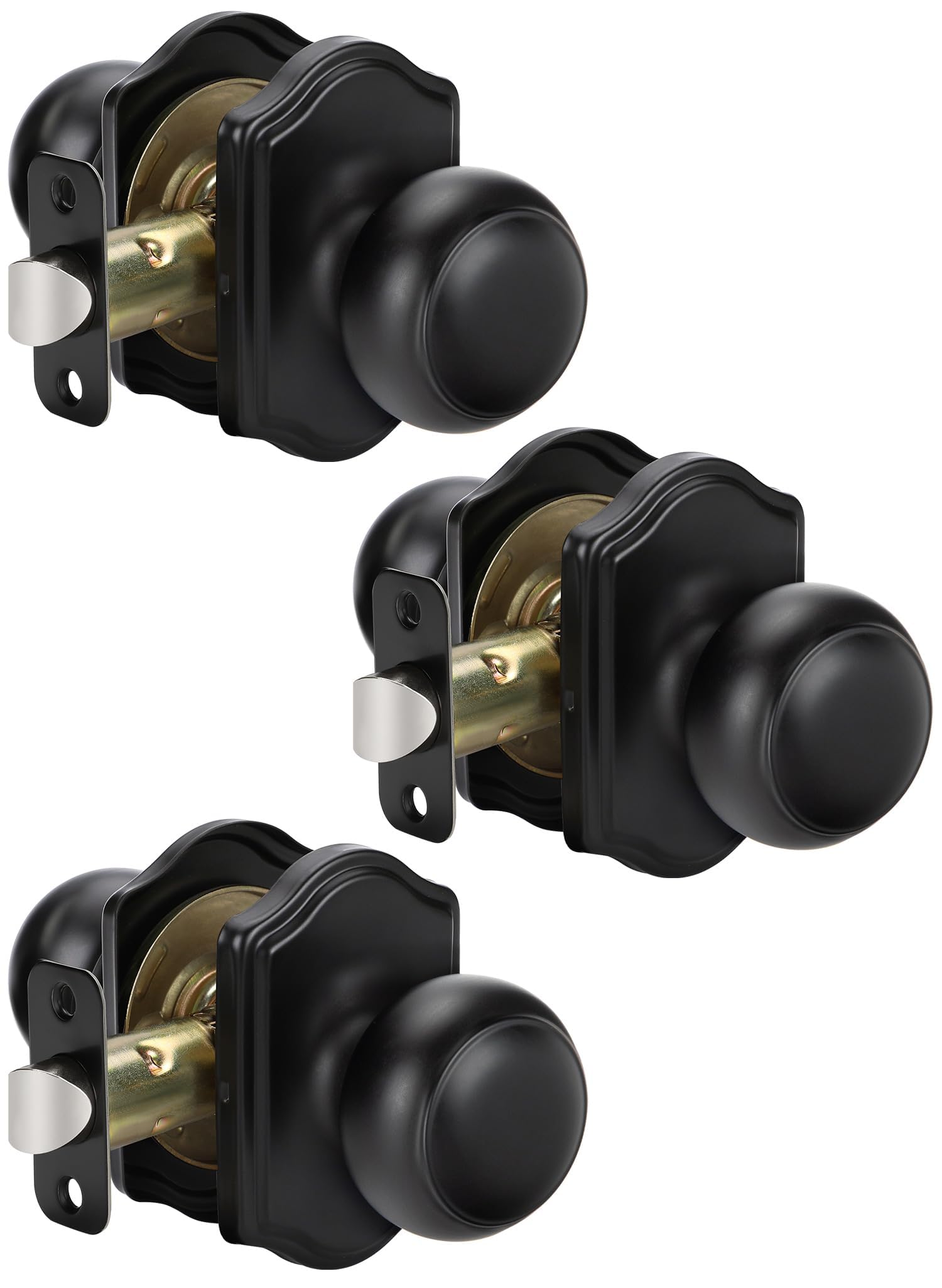 Boutons de porte de passage noirs mats lot de 3 goldenwarm pour couloir