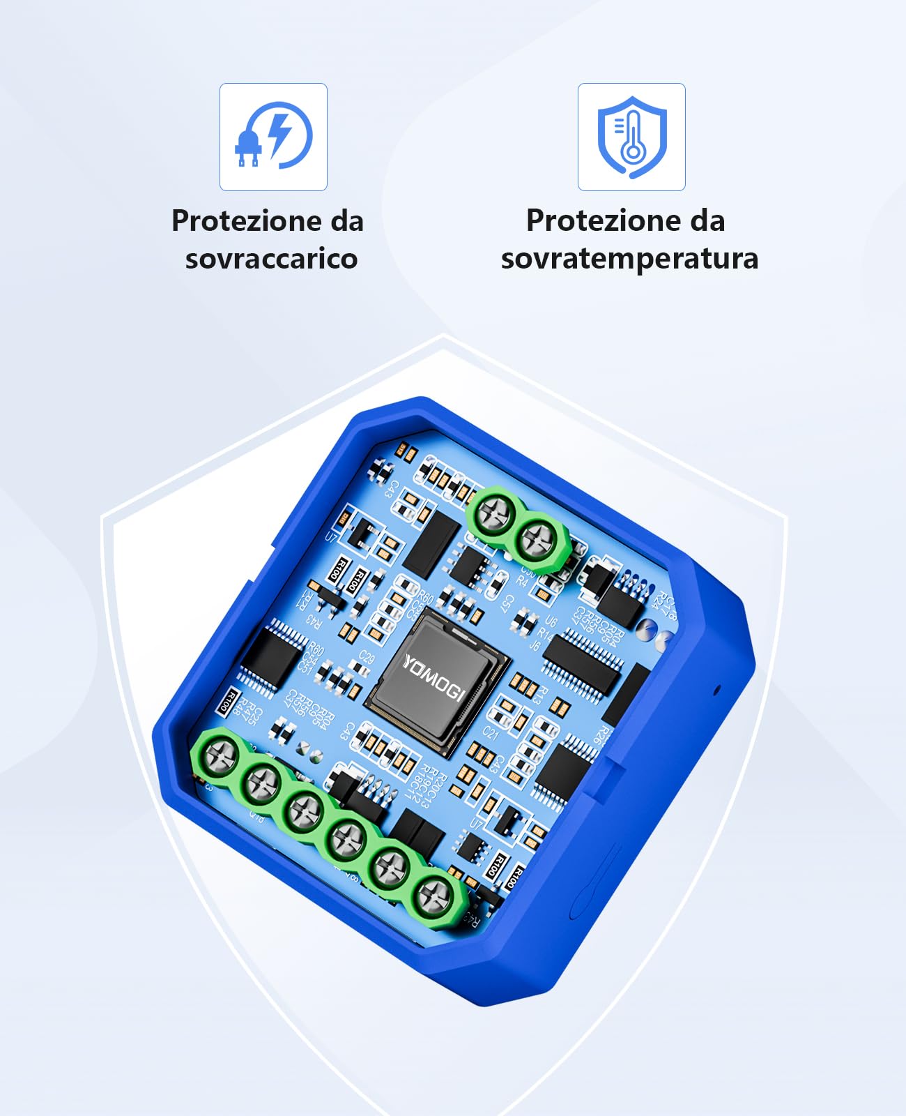 Yomogi Interruttore Tapparelle WiFi, Modulo Interruttore WiFi Compatibile con Alexa Google Home per Controllo Percentuale, Smart Timer per Tende Avvolgibili, Senza telecomando (4)