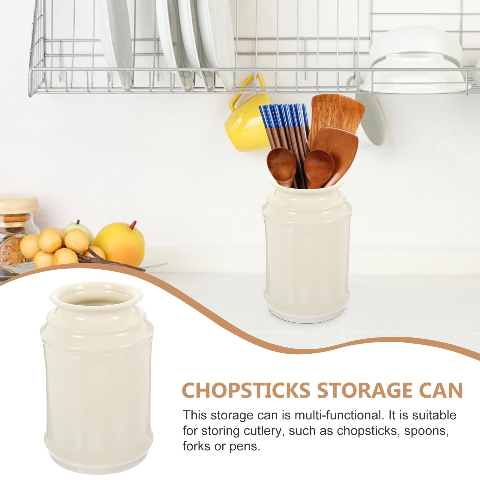 ULTECHNOVO Porte-Ustensiles en Céramique Blanche Égouttoir à Baguettes Pratique Rangement la Cuisine pour Cuillères et Baguettes Accessoire Multifonction pour Plan de Travail