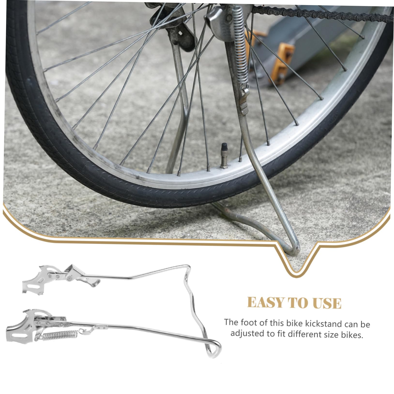 SHINEOFI Bicicletta con Gambe Doppie Calcio Montagna Cave di Bici Regolabile in Piedi cavalletto di Ricambio Resistente all'Usura Fornitura Bici Comodo cavalletto per Bici Acciaio Argento