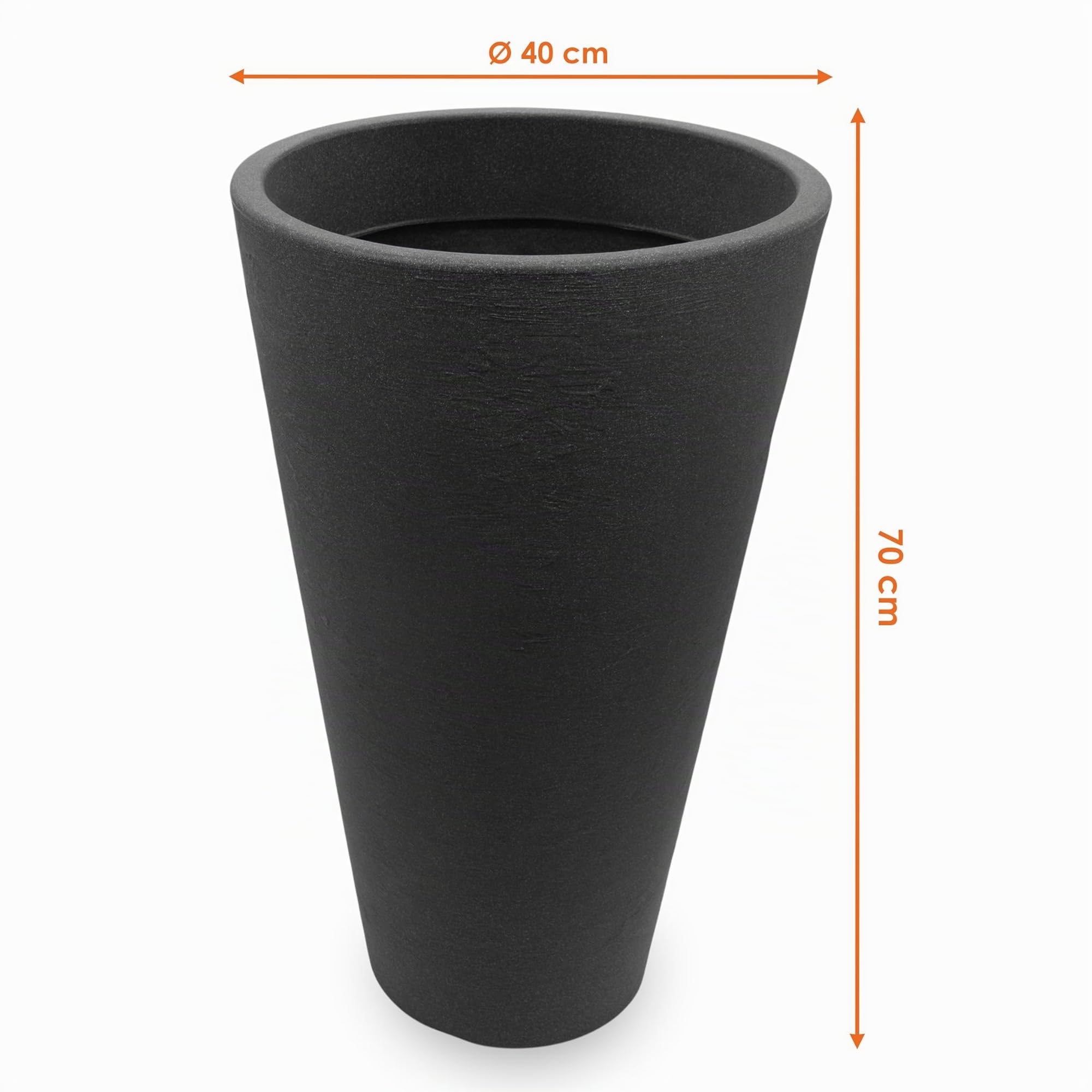 Spetebo Pot de fleurs conique en plastique - Anthracite 70 cm anthracite