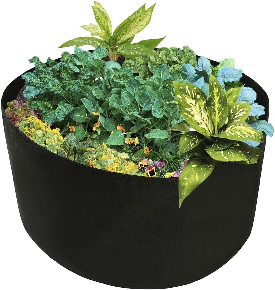 Toyfun 150 Gallon Grow Bags Extra Large Fabric Raised Planting Bed Round Raised Planter Garden Bed Bag Durable Felt Fabric Planter Pot for Herb Flower Vegetable Plants